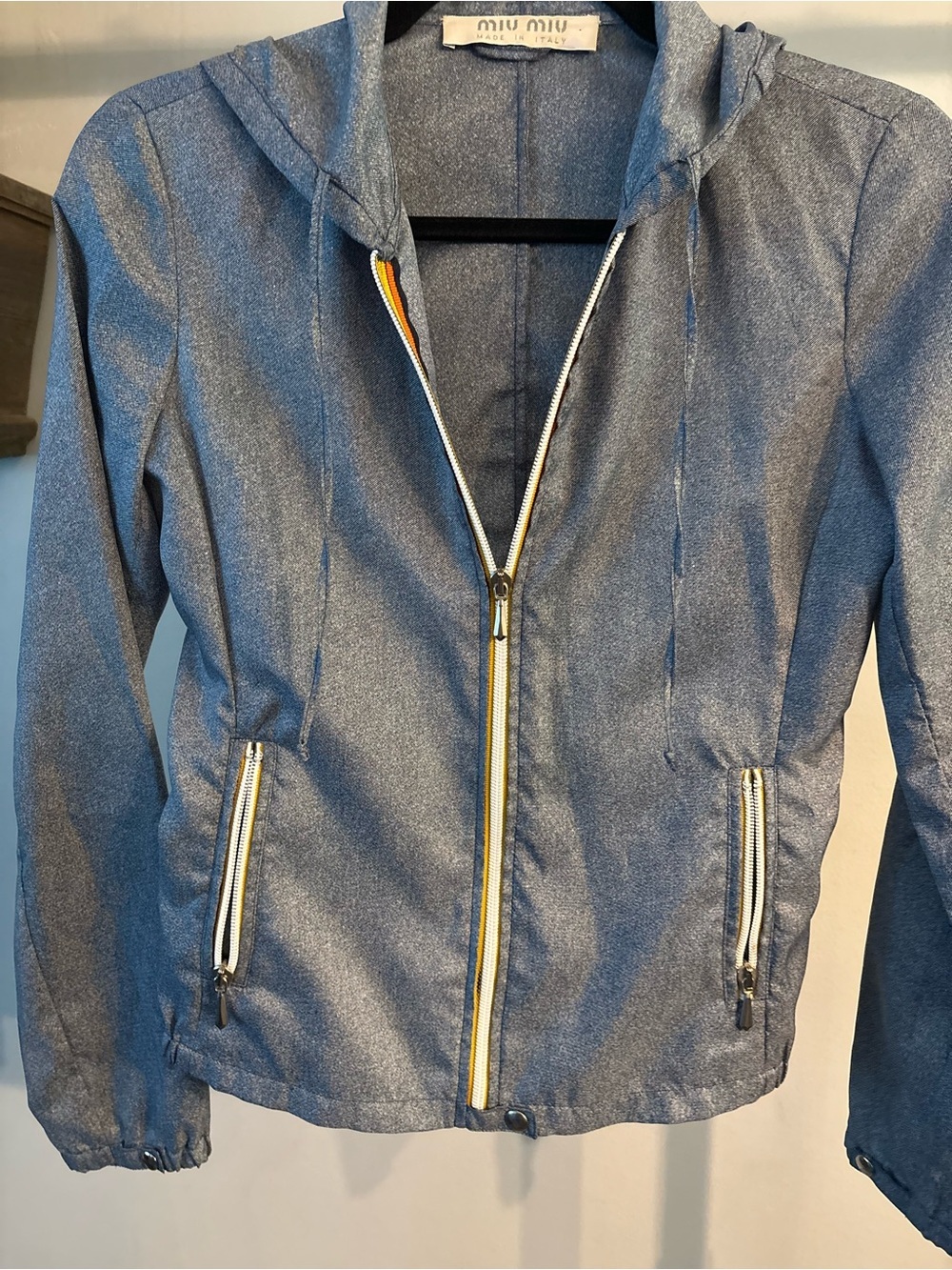 Miu Miu "K-Way style" technical windbreaker jacket Hooded Zip Jacket 38/xs/2